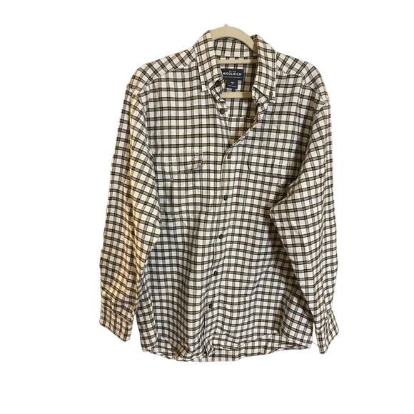 Woolrich Men's Flannel Button Down Brown/Yellow Plaid Sz M - Picture 1 of 5